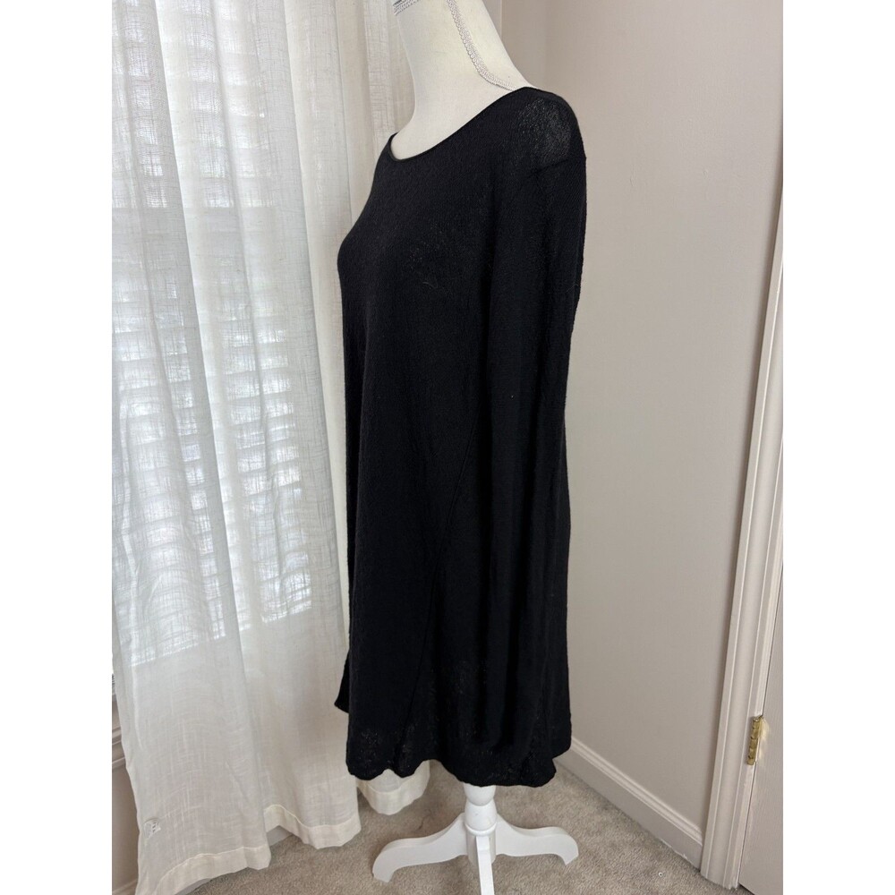 Eileen Fisher Lightweight Open Knit Wool Tunic Sweater Boat Neck Sheer 103 - Picture 4 of 9
